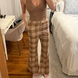 Plaid High-Waisted Women's Pants
